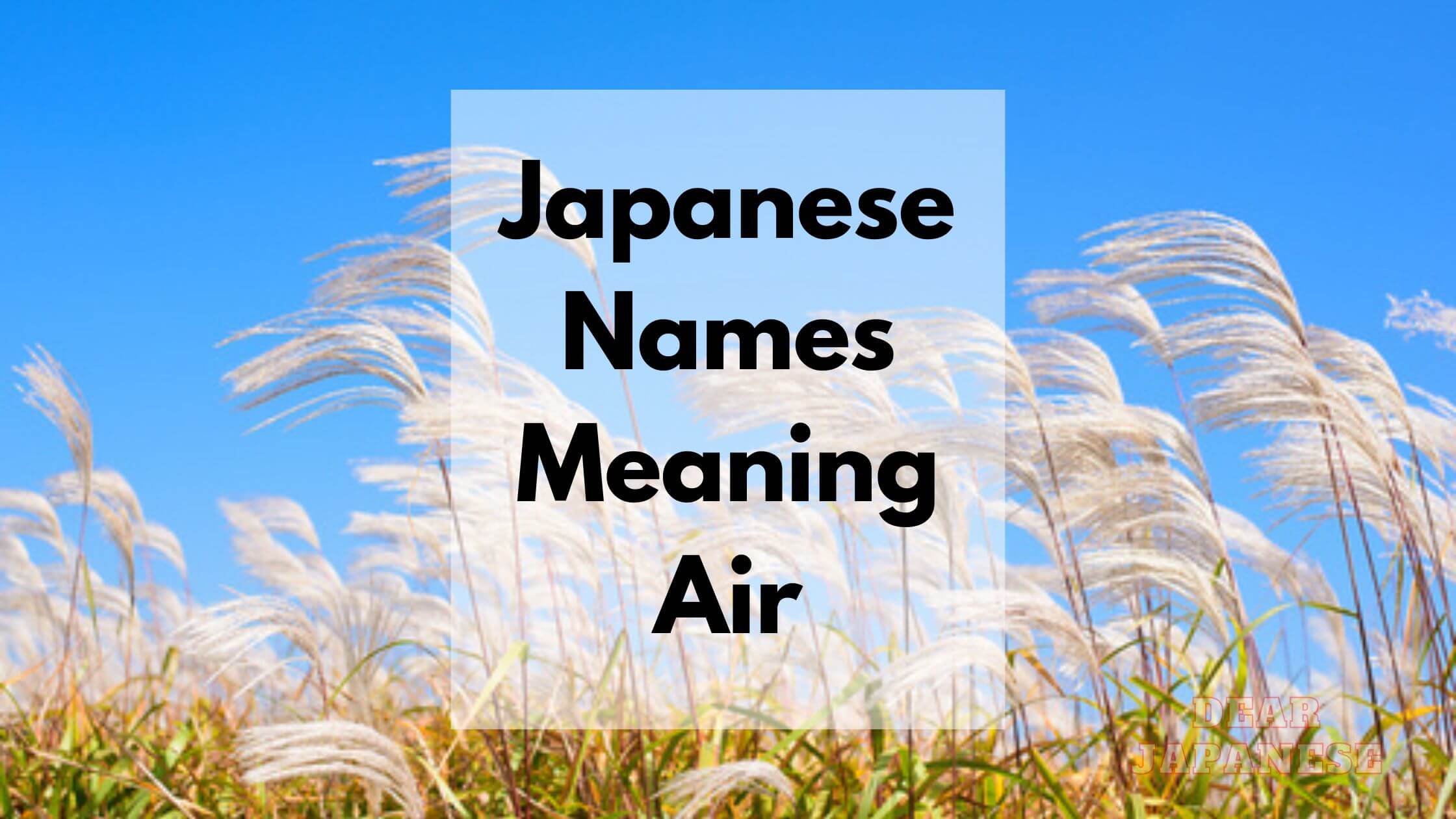 Male Japanese Names Meaning Air