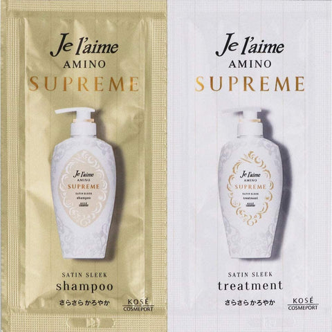 KOSE Cosmeport Je l`Aime AMINO SUPREME Satin Sleek Shampoo + Conditioner Sample, 10x10 ml