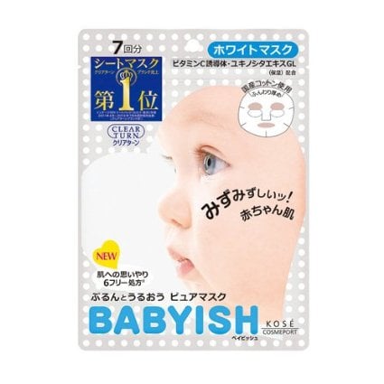 Whitening facial mask BABYISH with vitamin C, Kose Cosmeport, 7 pieces