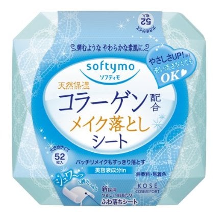 Wipes makeup remover with collagen,52sht, reusable hard pack,KOSE Сosmeport series SOFTYMOE